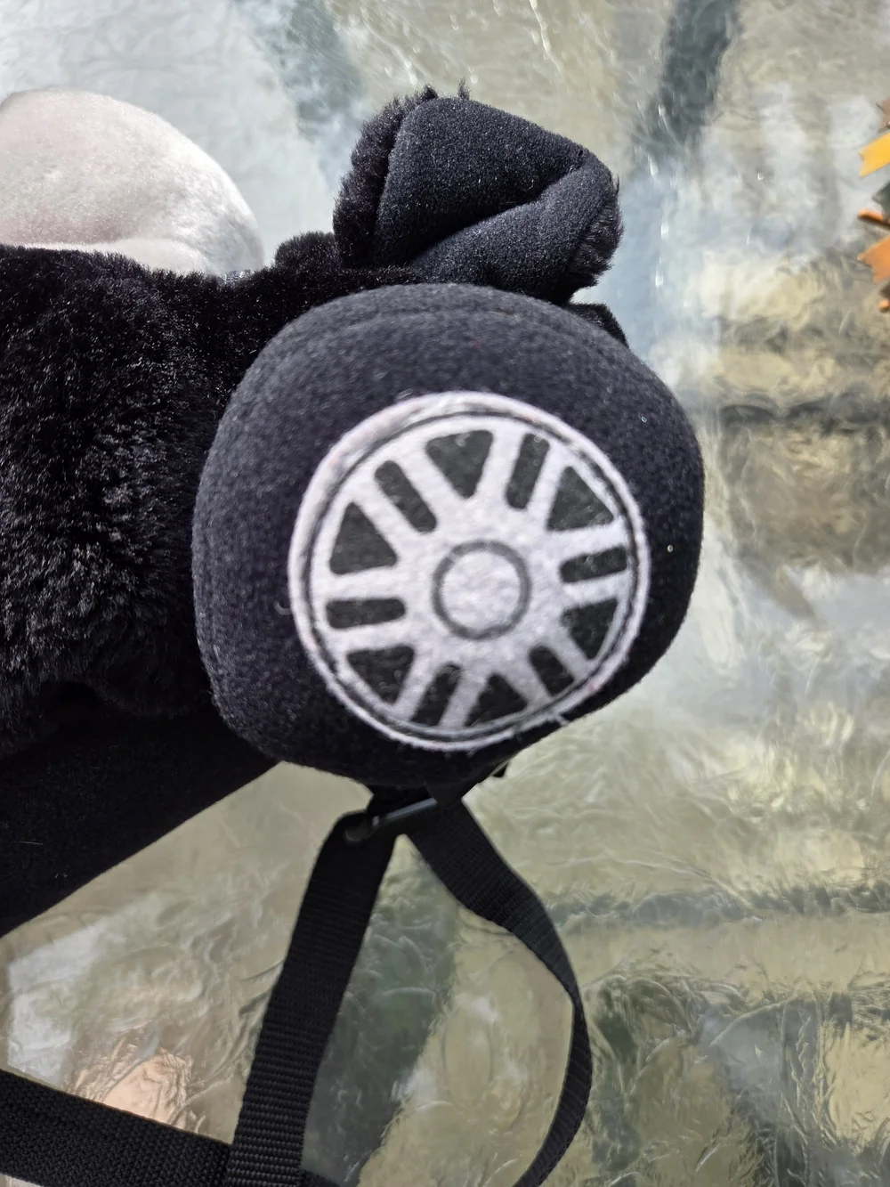 Mercedes-Benz Plush Race Car Backpack Kids Stuffed Toy Bag Black White Red 15”